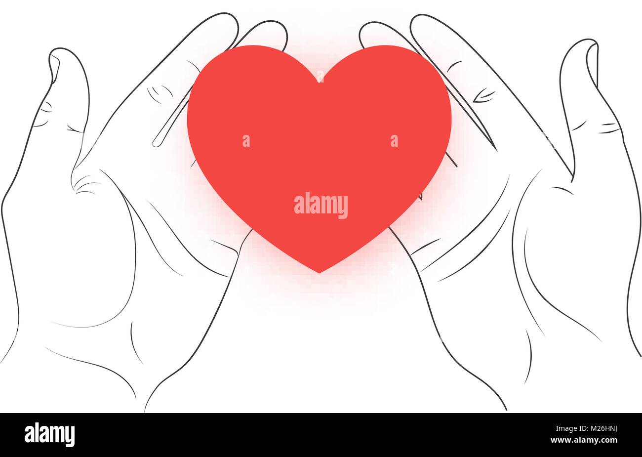 Red heart in hands on a white background. Vector illustration Stock ...