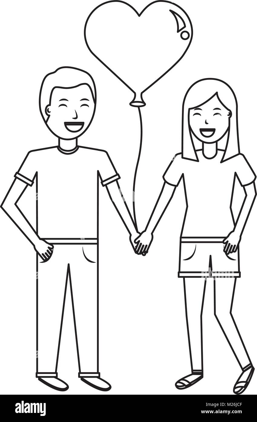 Couple Of Young Man And Woman Hold Hands Stock Vector Image Art Alamy