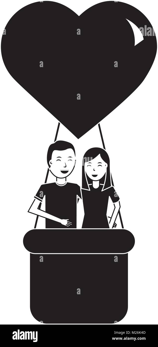 couple traveling in air balloon adventure romance Stock Vector Image ...