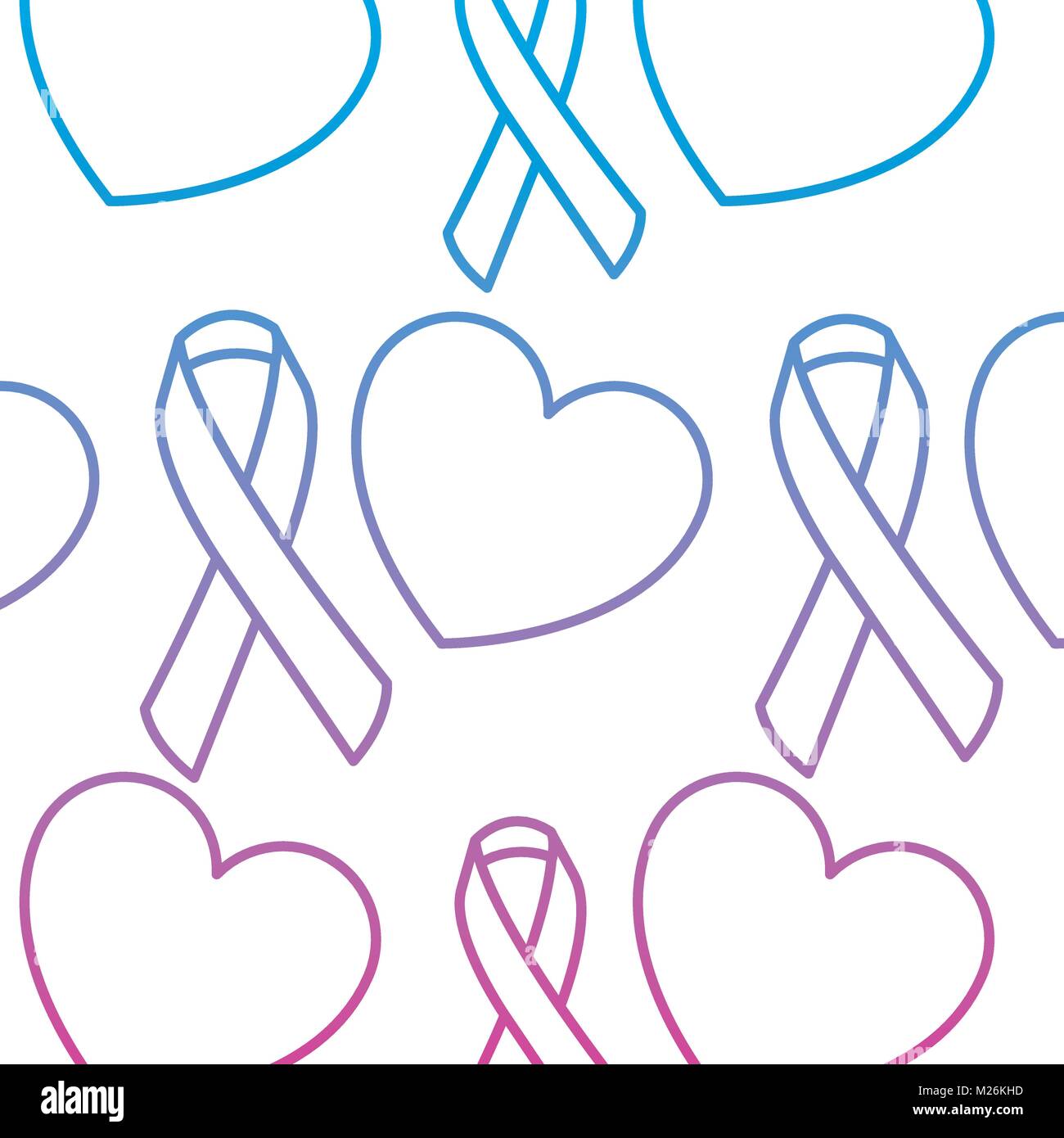 seamless pattern red hearts ribbon medical care Stock Vector Image ...