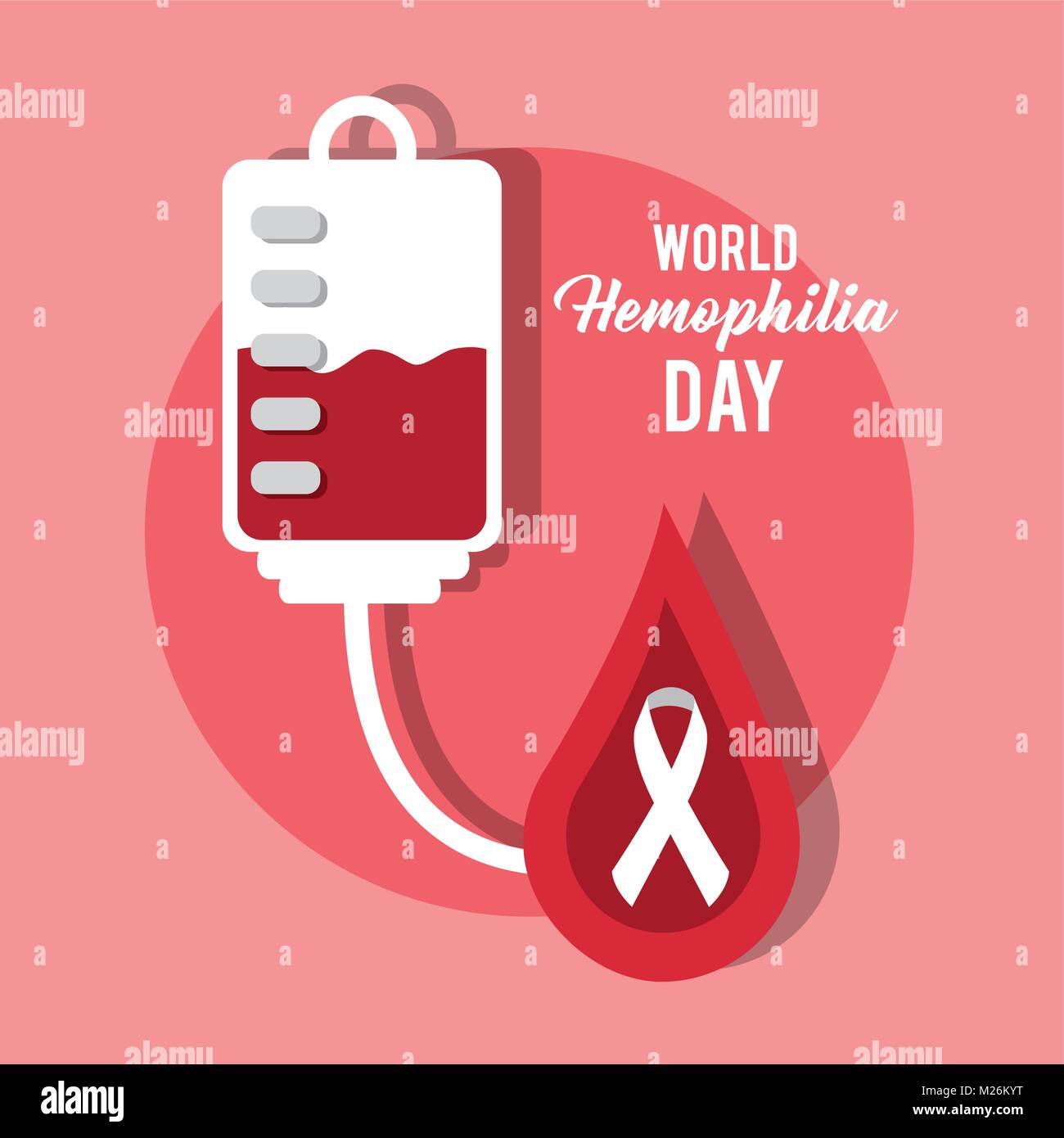 world hemophilia day blood bag and drops symbol Stock Vector