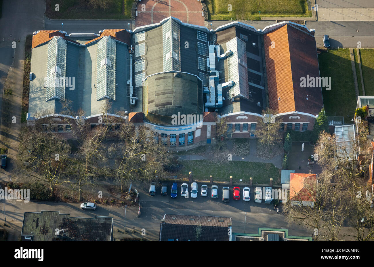 Flottmann halls, Center for Art and Culture, street of the hammer drill, Herne, Ruhr area, North Rhine-Westphalia, Germany, UK, Europe, aerial view, b Stock Photo