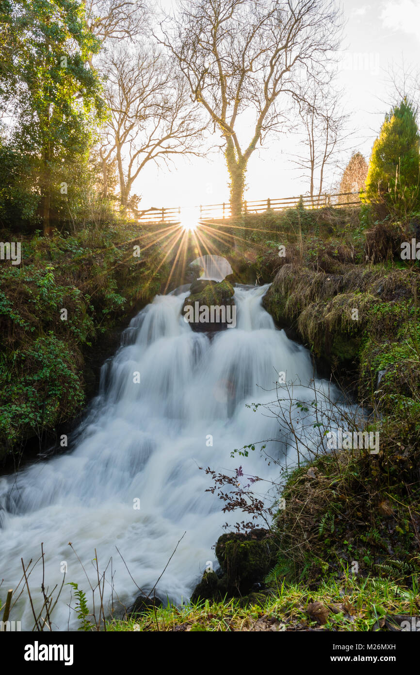 Waterfall in Rouken Glen Park Stock Photo