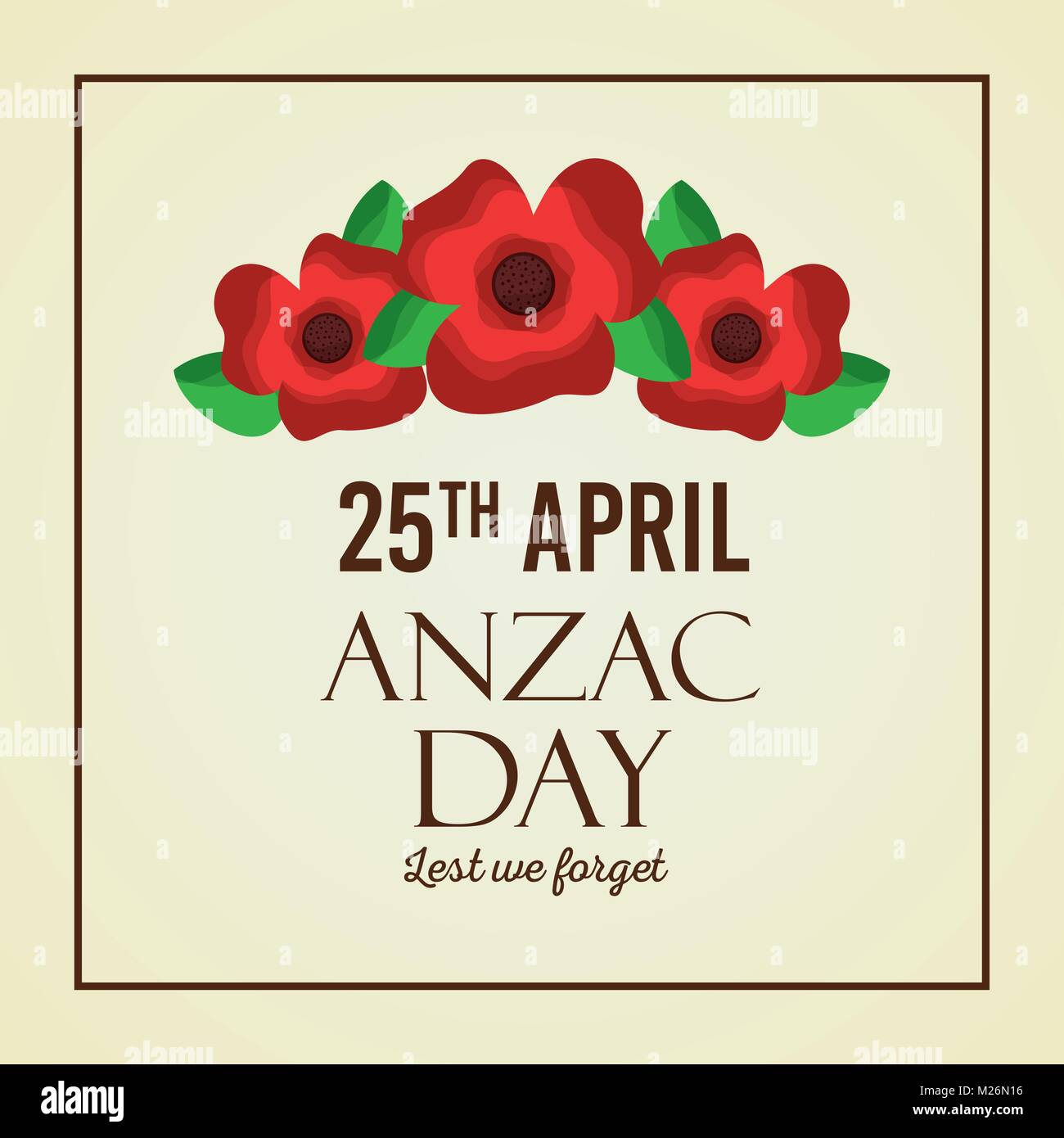 anzac day lest we red flowers card Stock Vector Image & Art Alamy