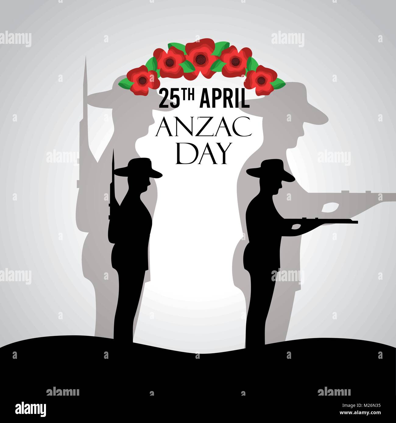 anzac day celebration poster patriotic soldier national memory Stock Vector