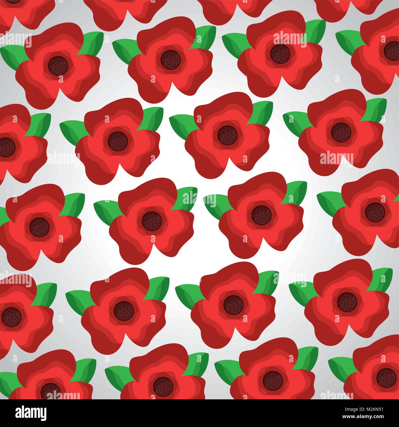 seamless pattern red flowers leaves decoration Stock Vector Image & Art ...