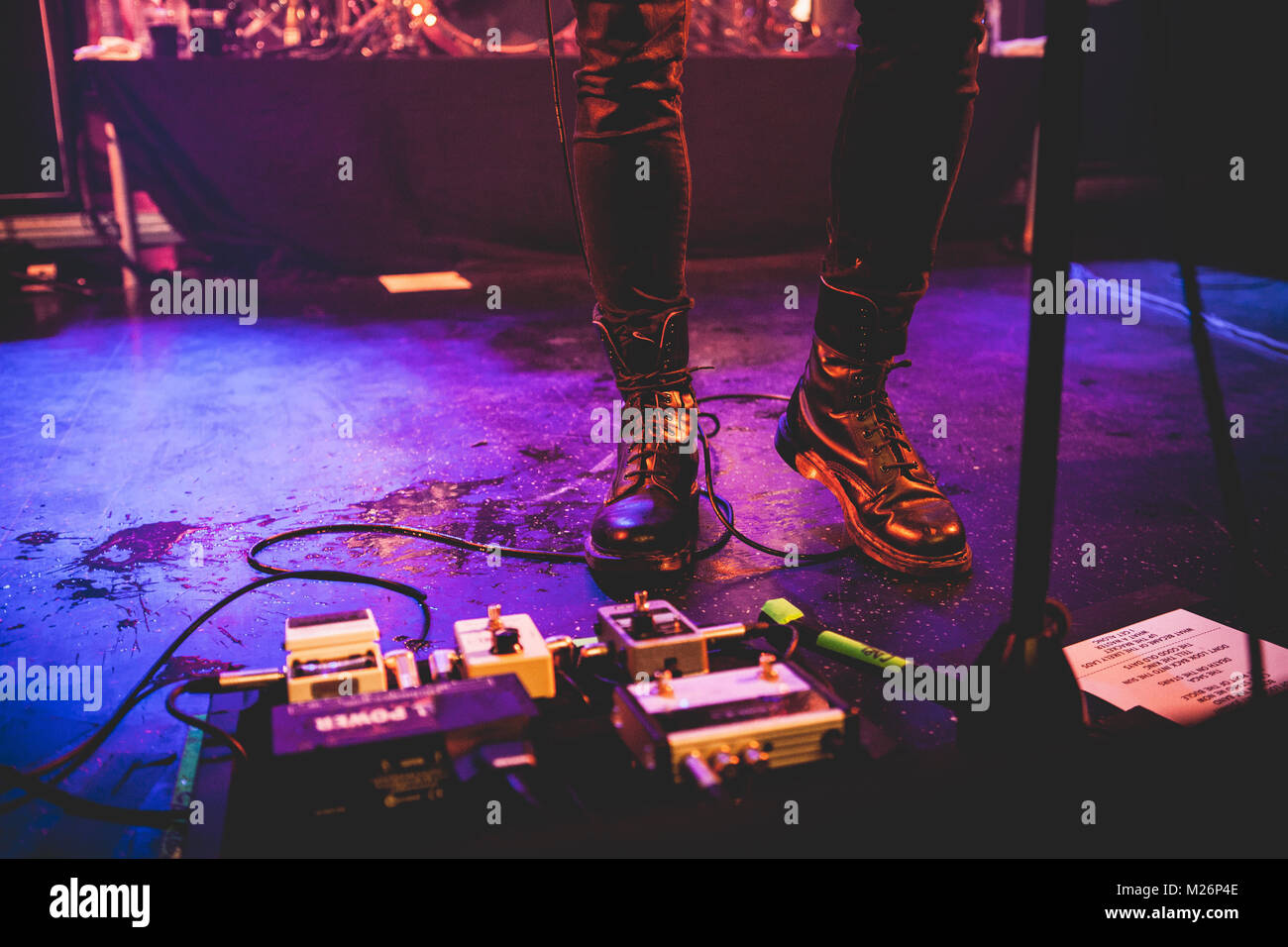 Pete Doherty wearing Dr. Martens on stage at a live concert in Copenhagen,  Denmark 2014 Stock Photo - Alamy