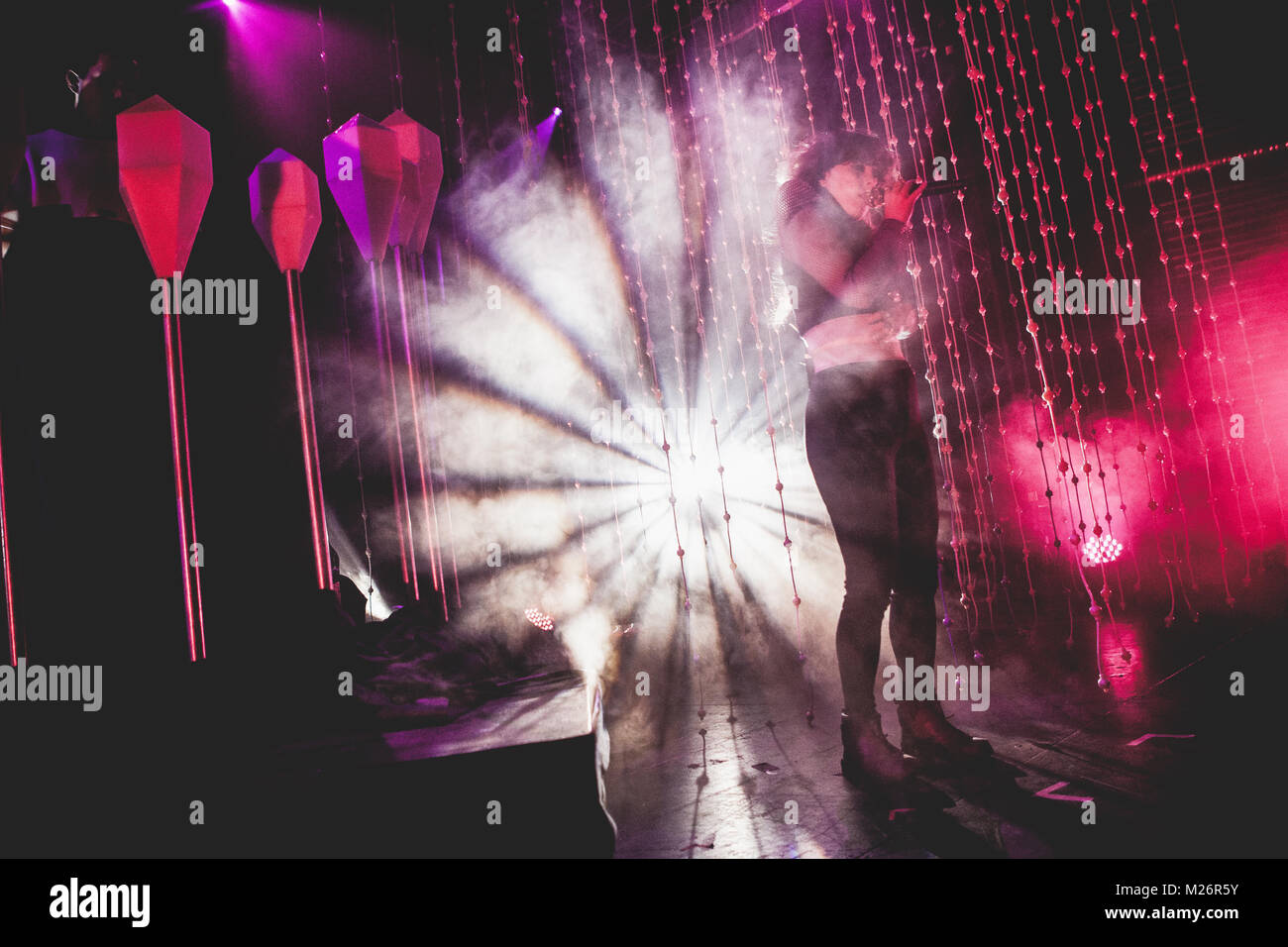 The Canadian electronic music duo Purity Ring performs a live concert