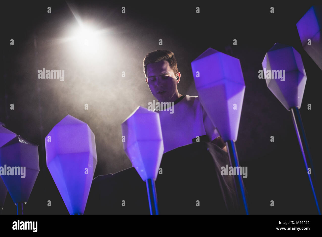 The Canadian electronic music duo Purity Ring performs a live concert