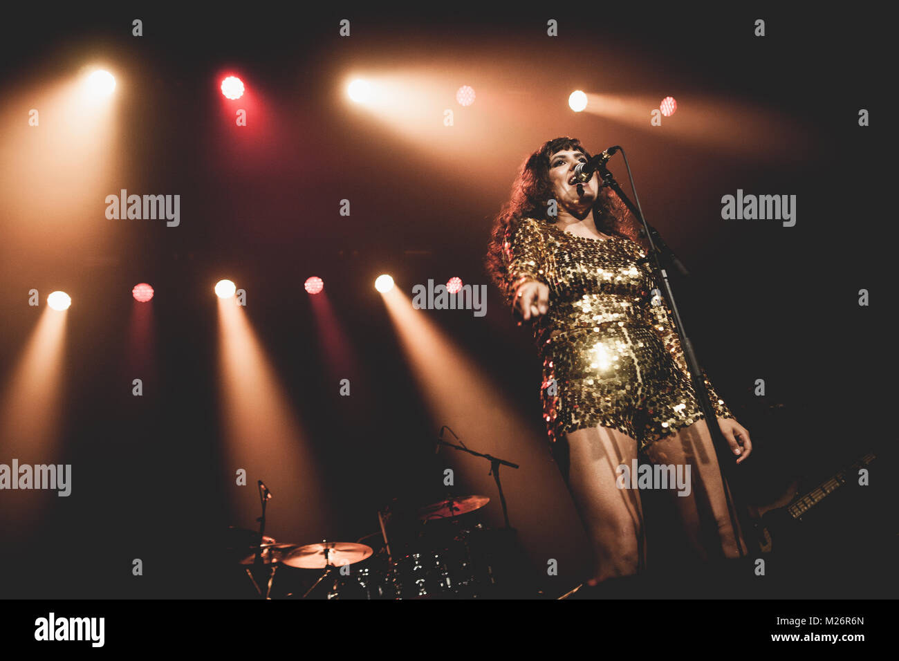 Soul singer and diva Coco from the Danish band Quadron is here pictured singing live on at Vega in Copenhagen. Denmark 2013 Stock Photo -