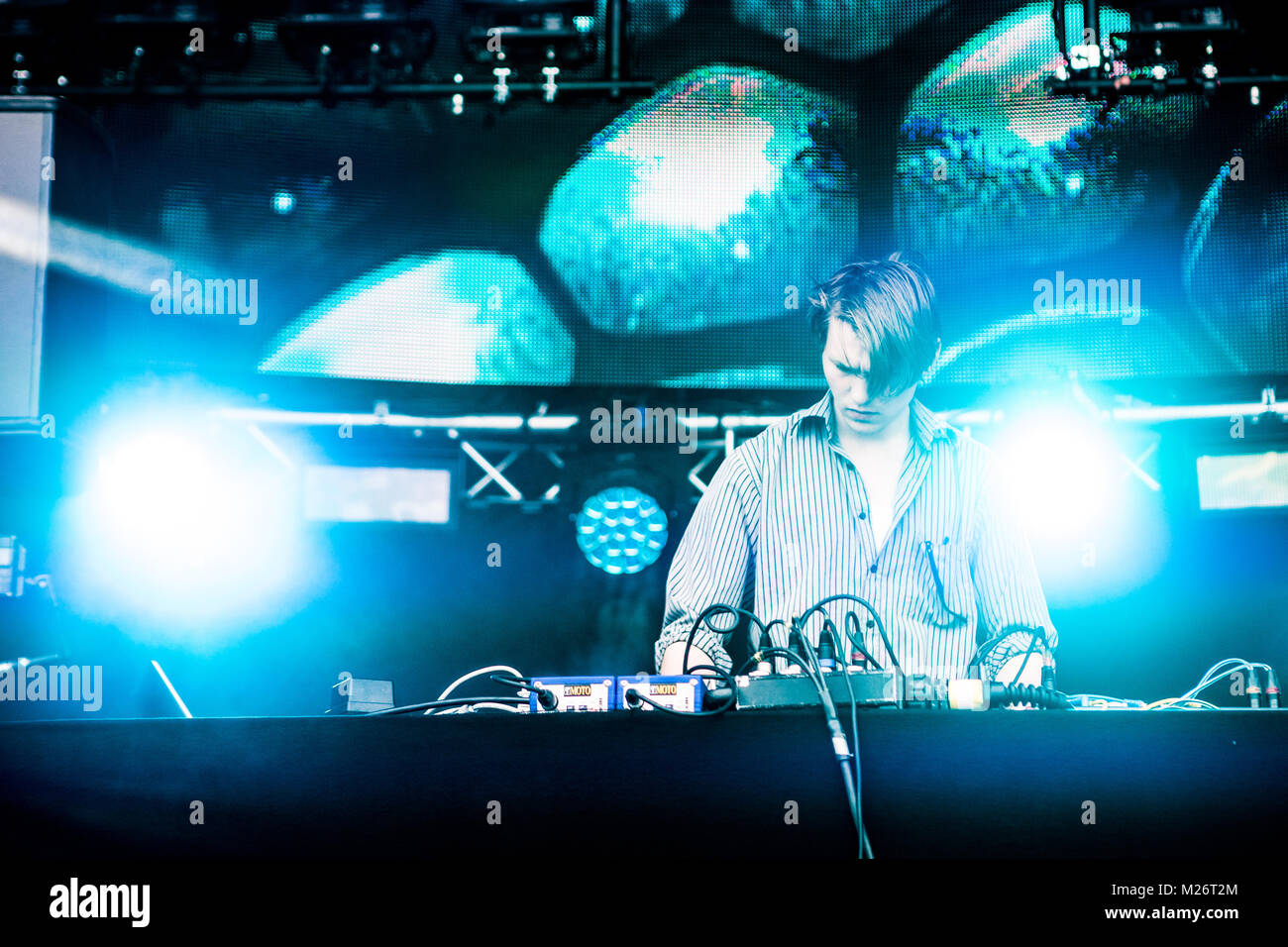 The Icelandic electronic music trio Samaris performs a live concert at