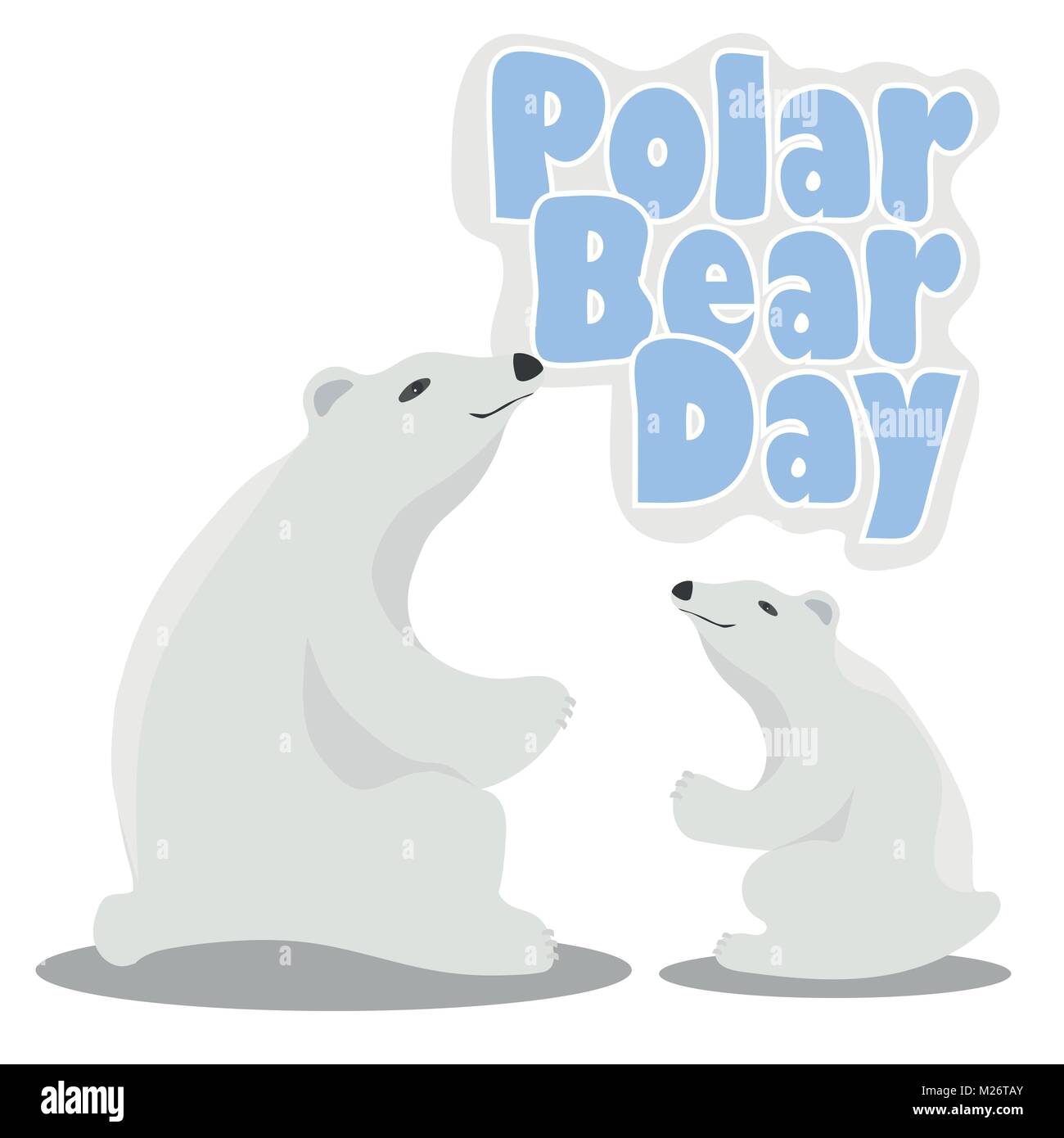 International Polar Bear Day poster. Illustration of cute Polar Bears