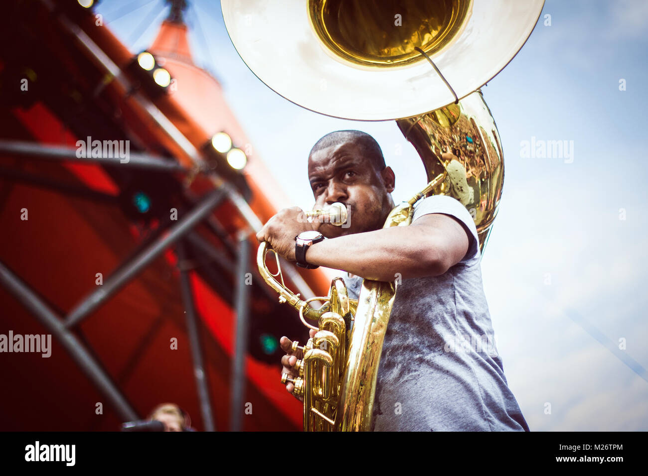 Sousaphonist Damon "Tuba Gooding Jr." from the American hiphop band