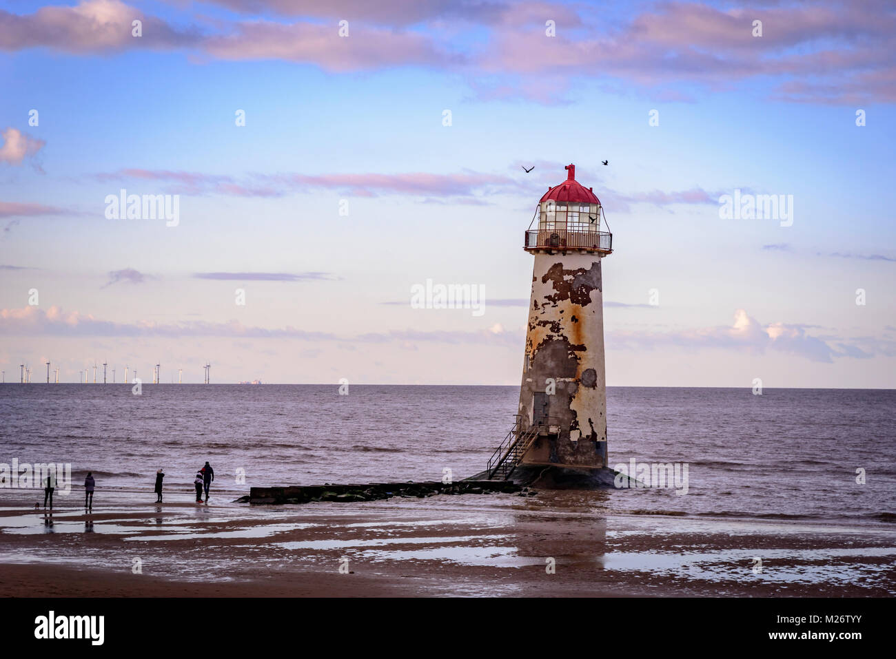Gronant. Point of Ayr. Talacre beach. Lighthouse Stock Photo