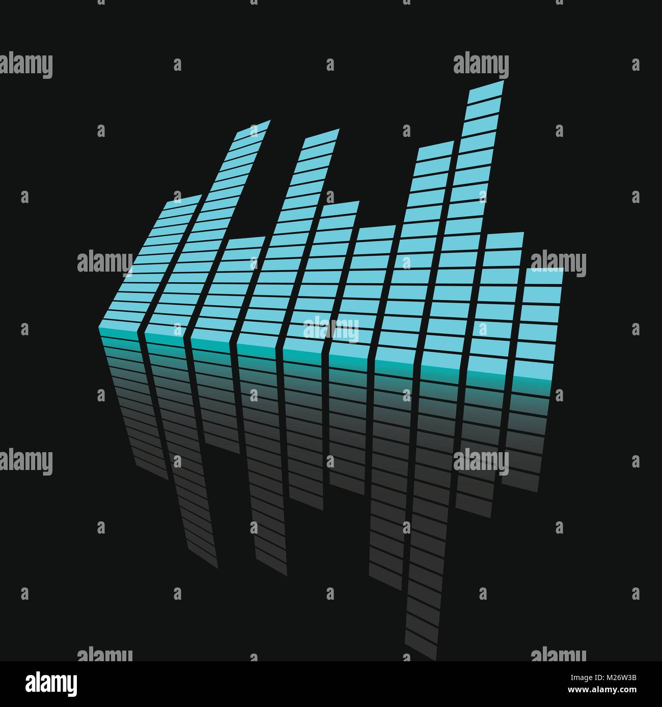 Vector sound waveforms icon on mirror. Sound waves and musical pulse ...