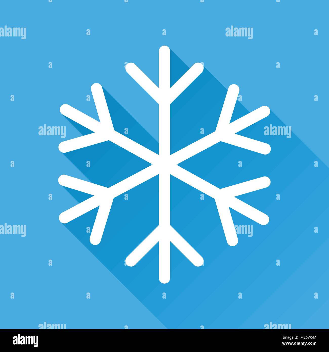 Snowflake icon vector illustration in flat style isolated on blue ...
