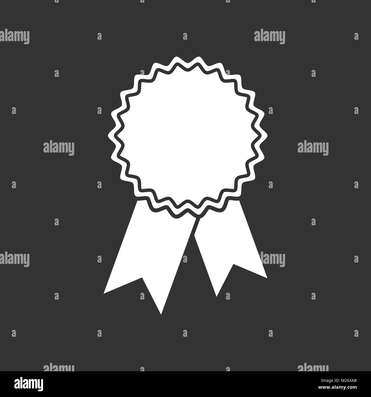 Badge with ribbon icon. Vector illustration in flat style on black background. Stock Vector