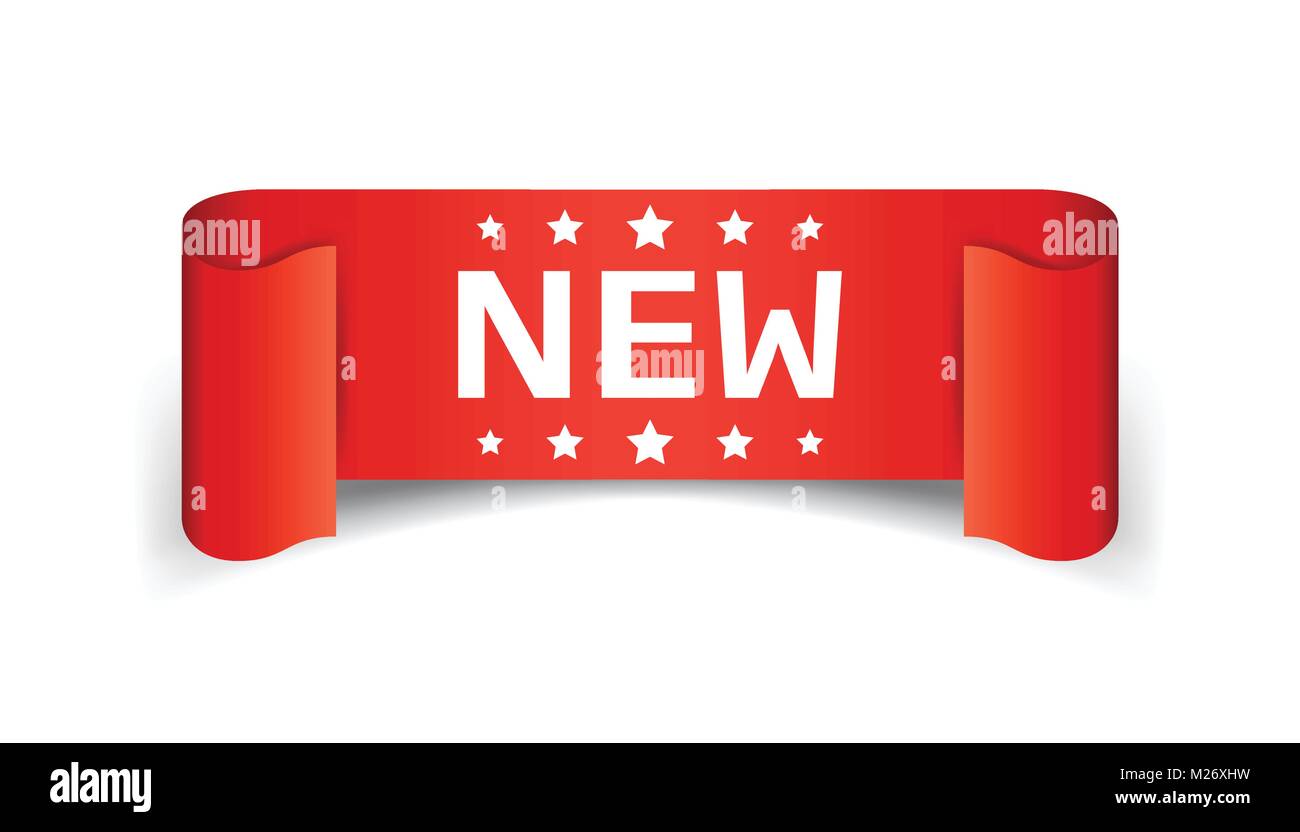New ribbon vector icon. Discount, new arrival sticker label on white ...