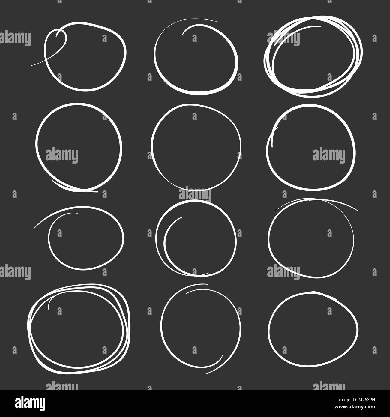 Set of the hand drawn scribble circles. Vector element. Illustration on ...