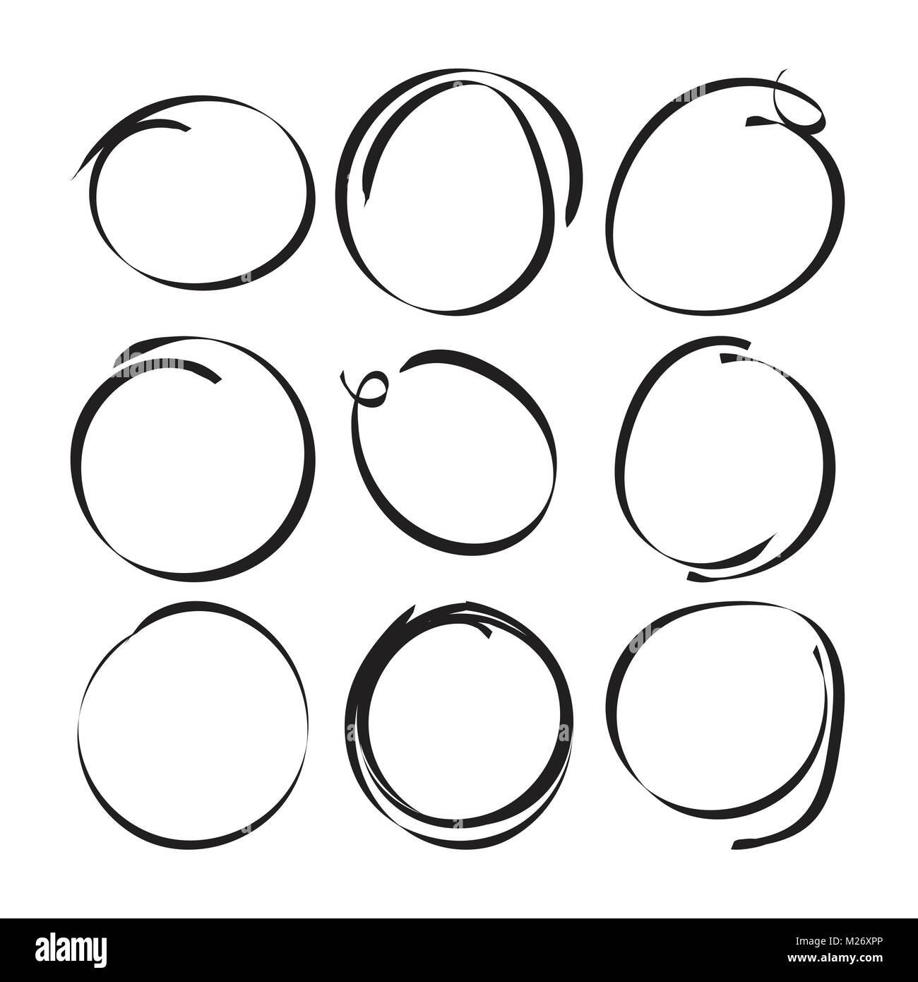Set of the hand drawn scribble circles. Vector element. Illustration on ...