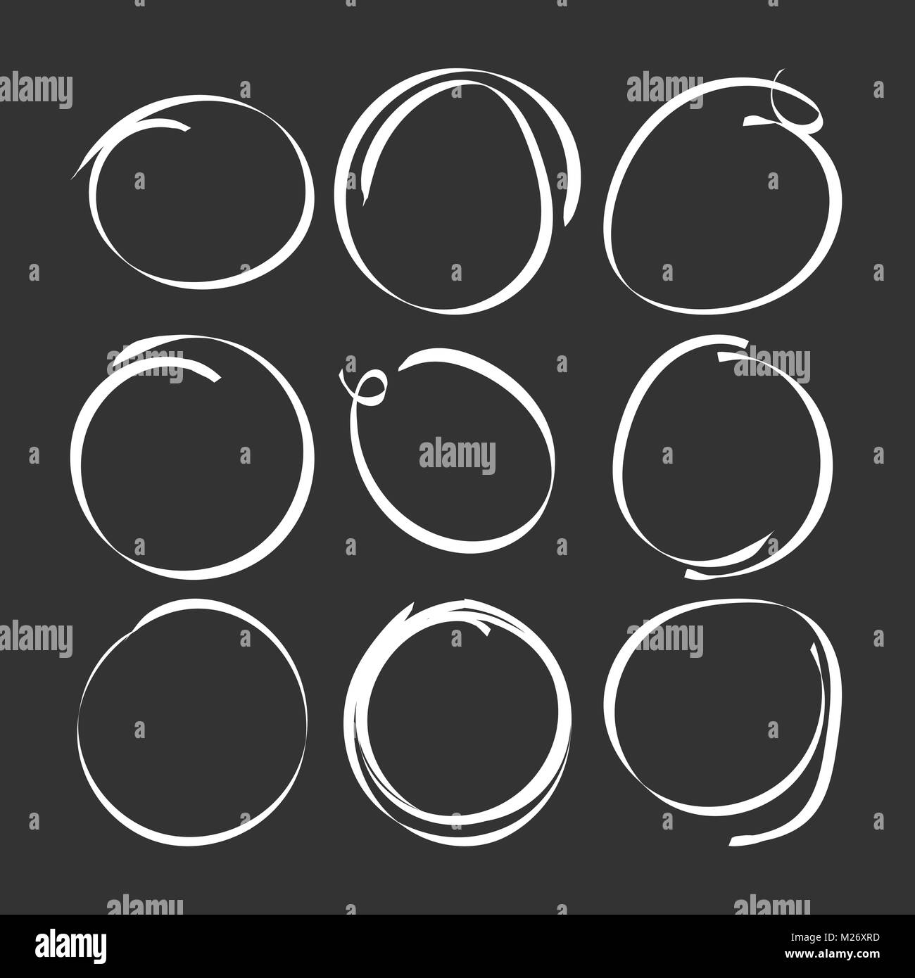 Set of the hand drawn scribble circles. Vector element. Illustration on ...