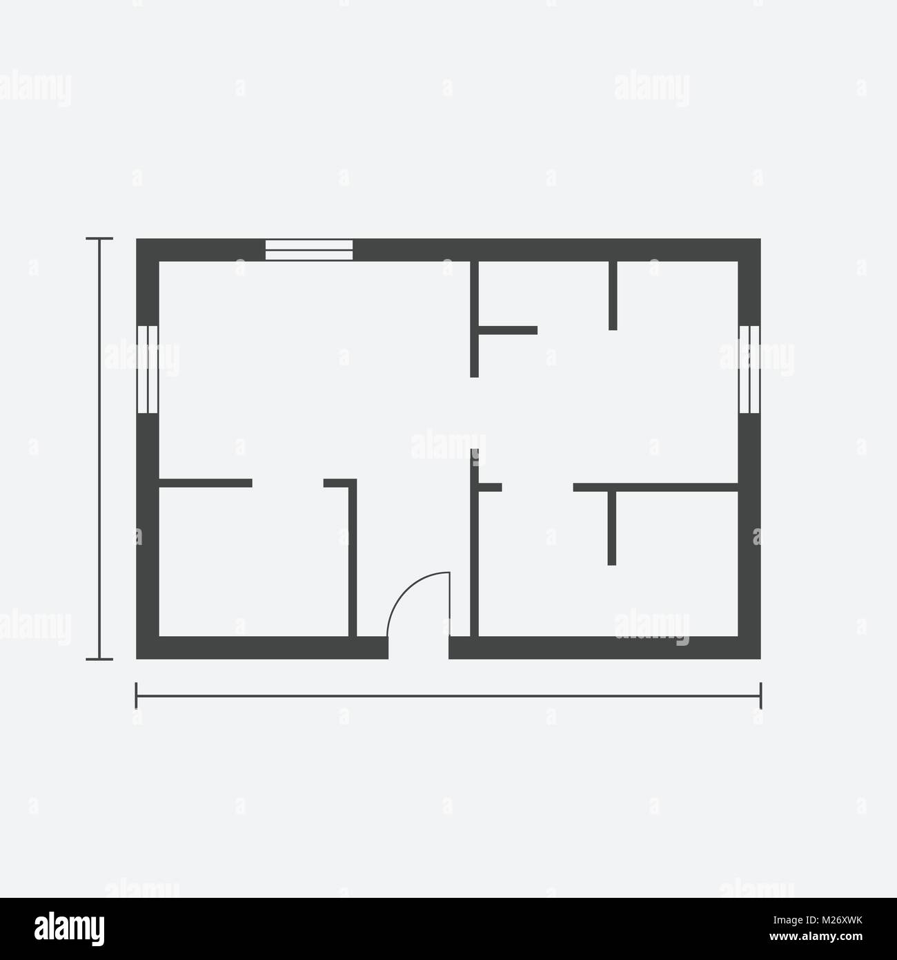 House plan simple flat icon. Vector illustration on white background ...
