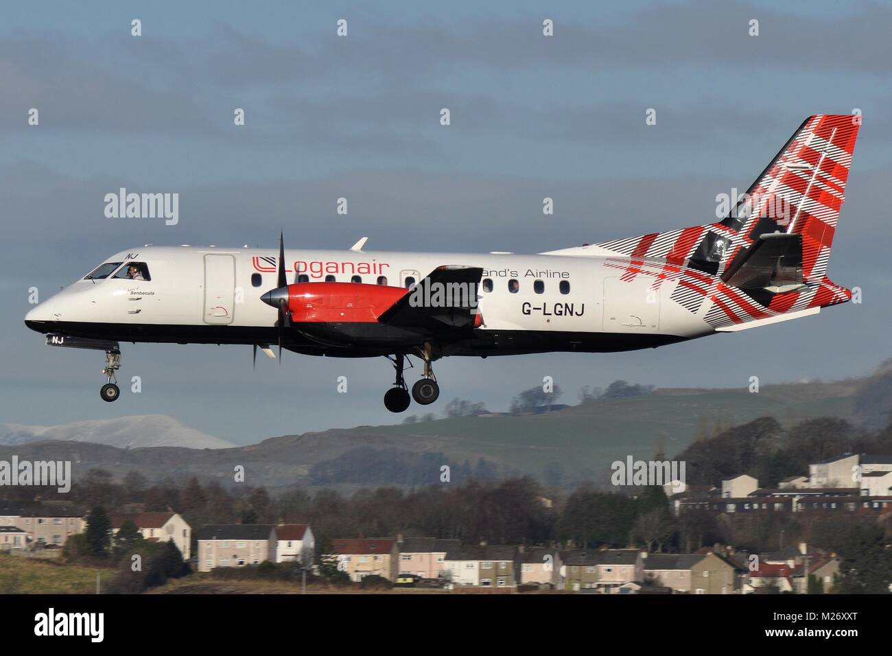 LOGANAIR SAAB SF-340B G-LGNJ. Stock Photo