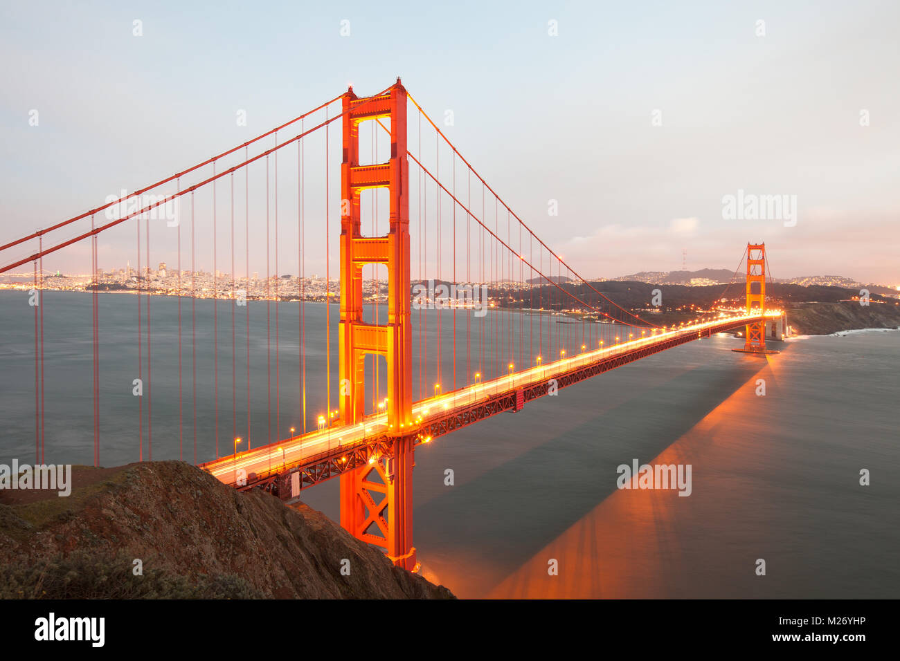 The Golden Gate Bridge in San Francisco from above, California Stock Photo