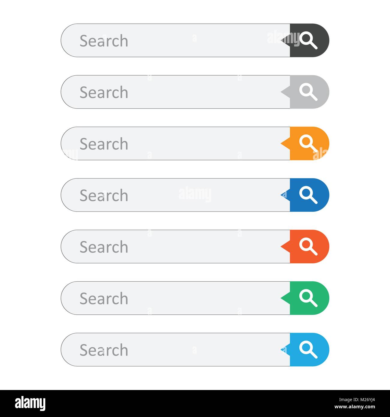 Search bar field. Set vector interface elements with search button ...