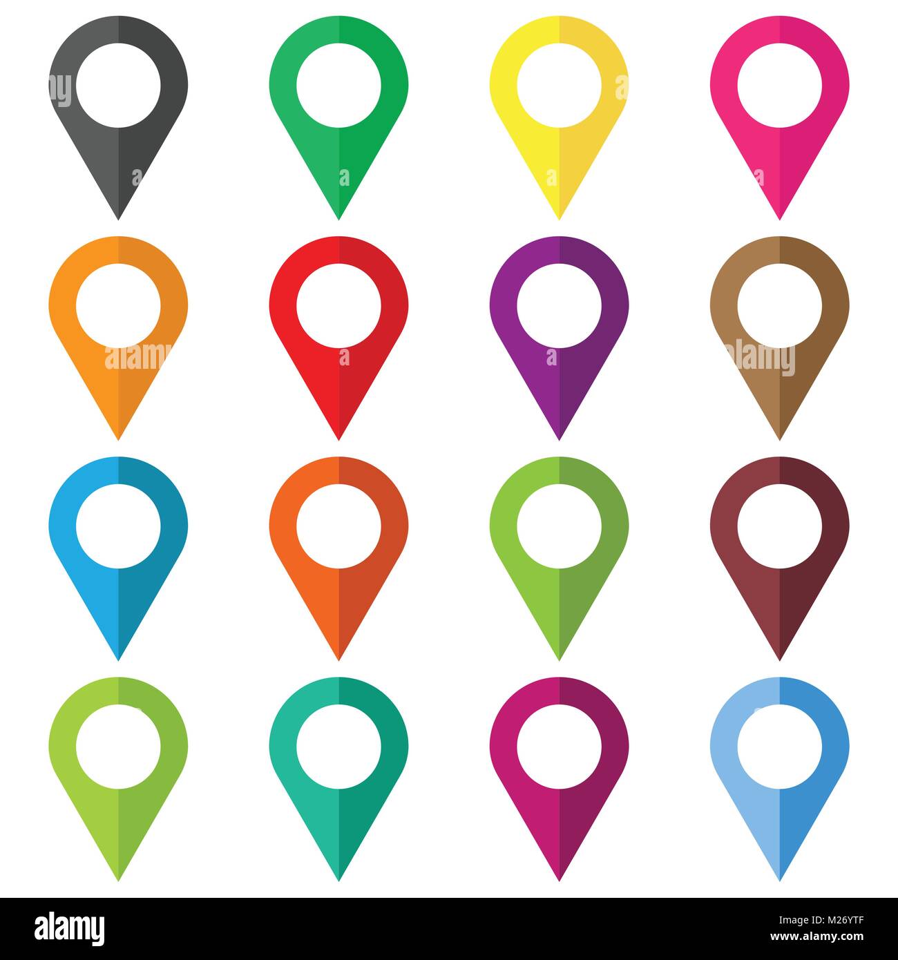 Set vector pin icons. Location sign in flat style isolated on white ...