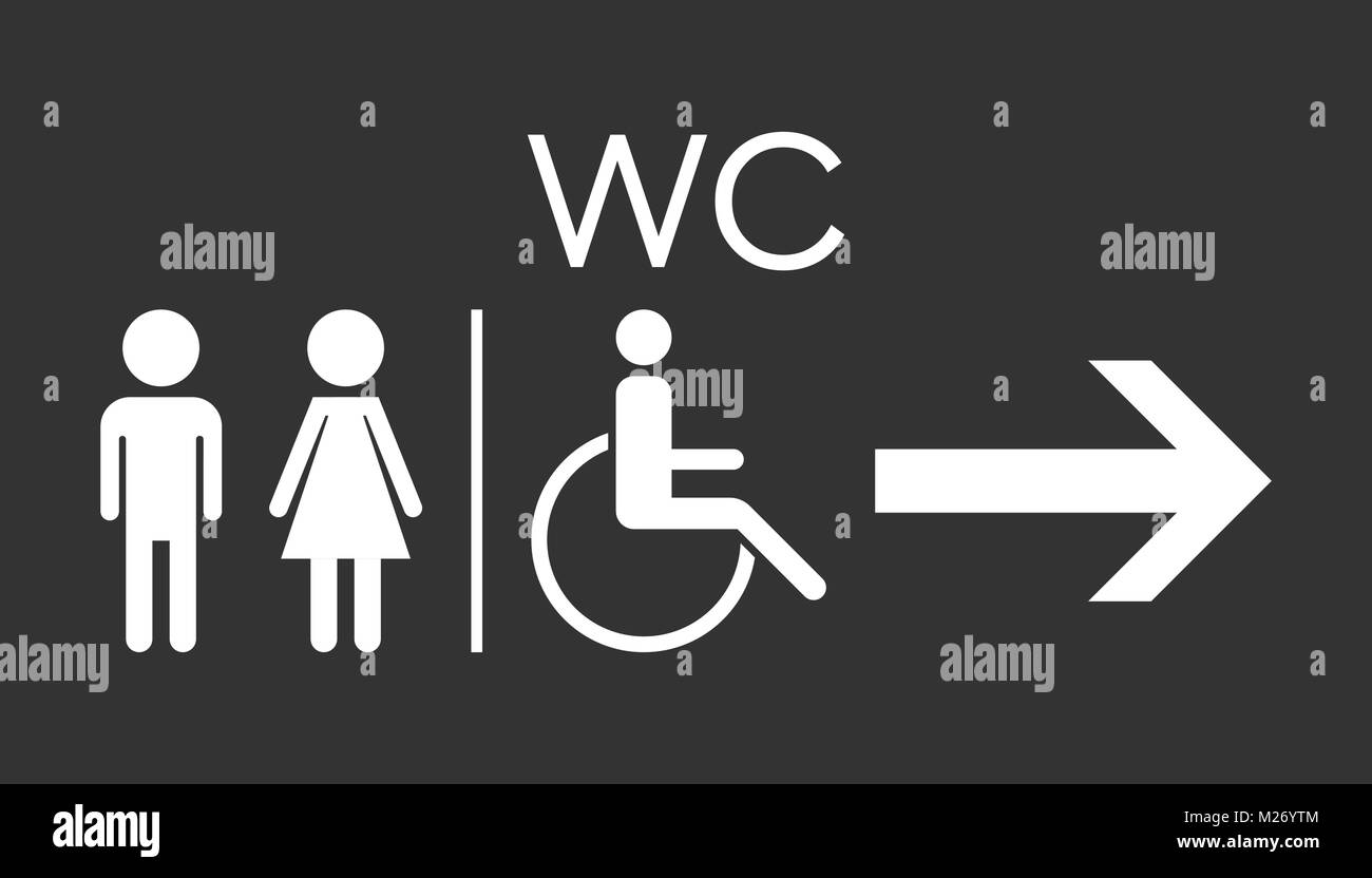 WC, toilet flat vector icon . Men and women sign for restroom on black ...