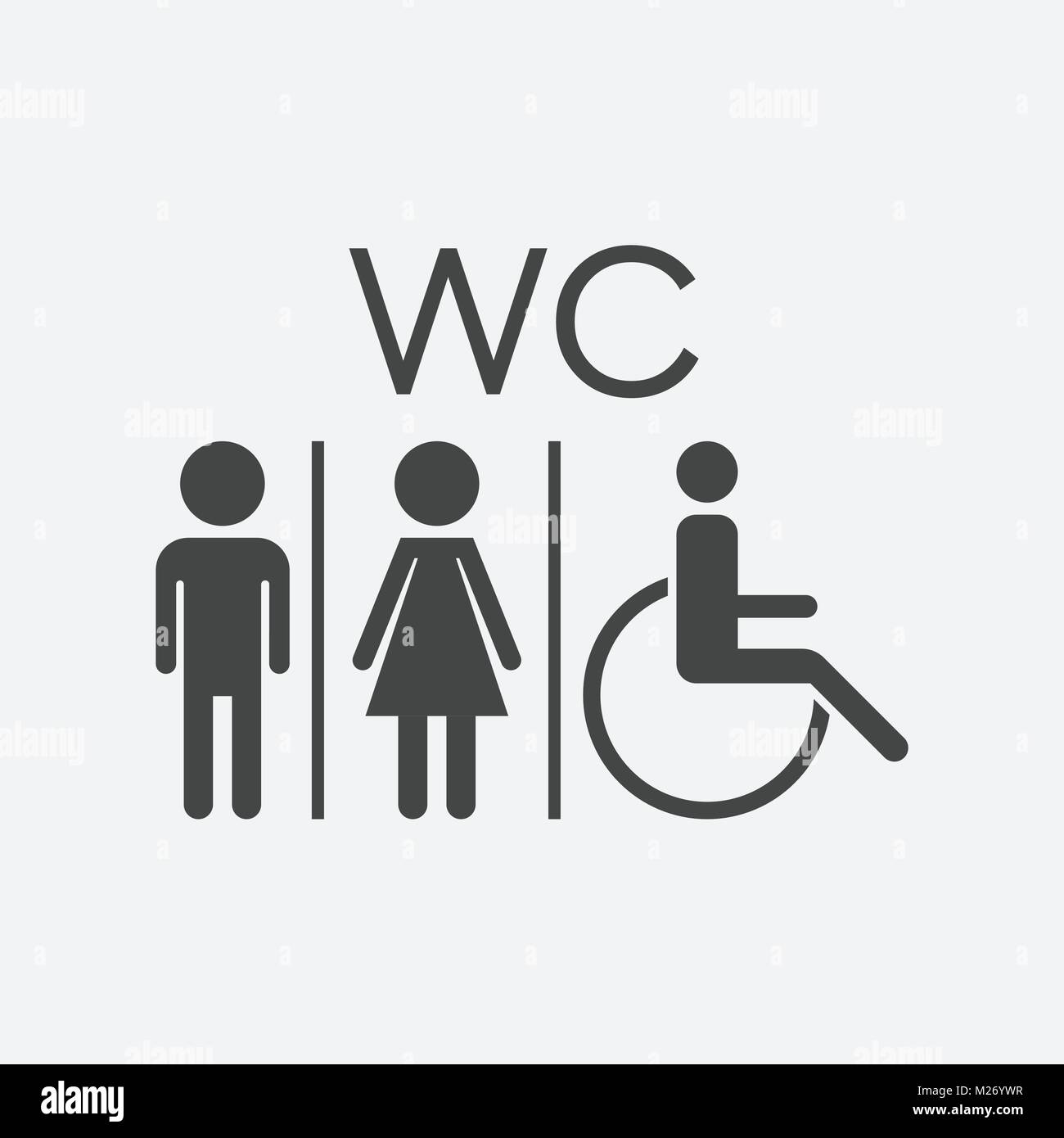 WC, toilet flat vector icon . Men and women sign for restroom on white ...