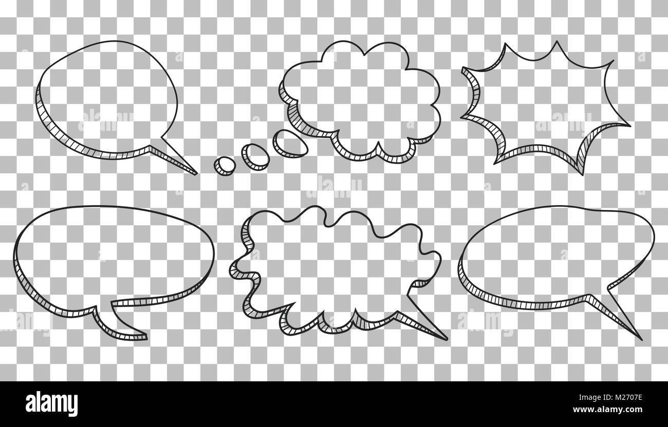 Speech Bubbles Icon Set. Hand Drawn Vector Illustration On Isolated ...