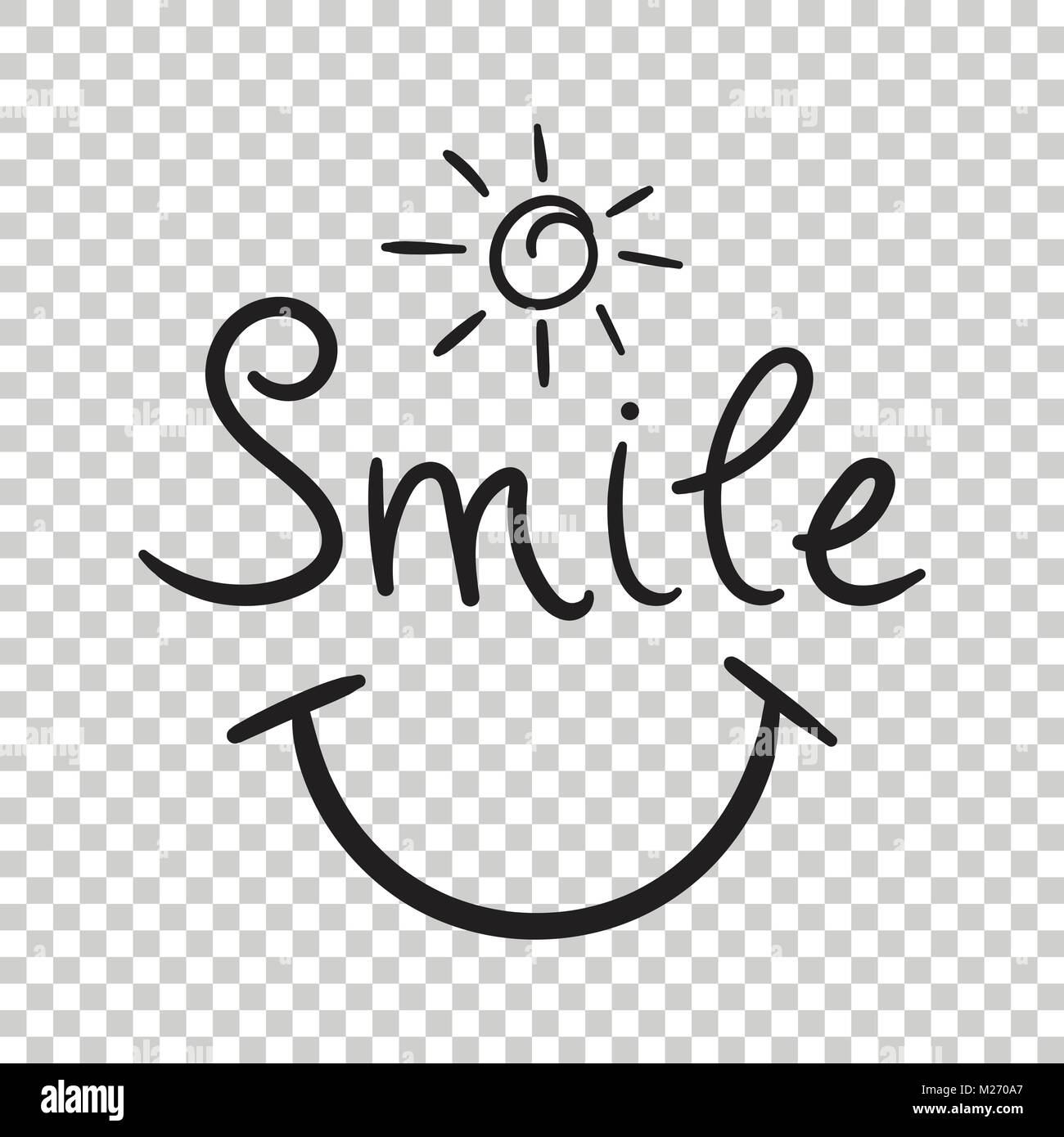 Smile text vector icon. Hand drawn illustration on isolated background ...