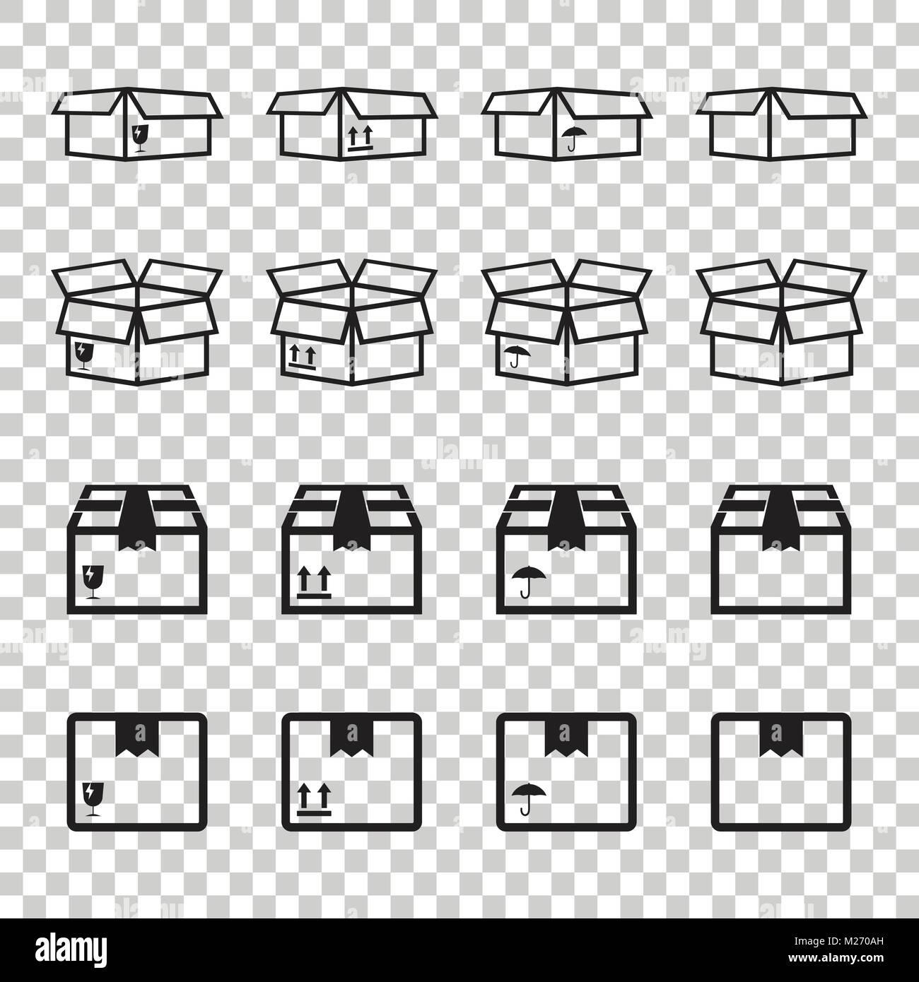 Set of packaging box icon. Flat shipping pack simple vector illustration. Stock Vector