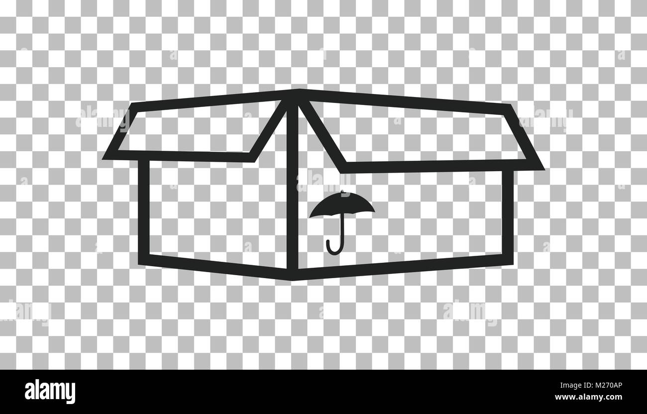 Packaging box icon with umbrella symbol. Shipping pack simple vector illustration on isolated
