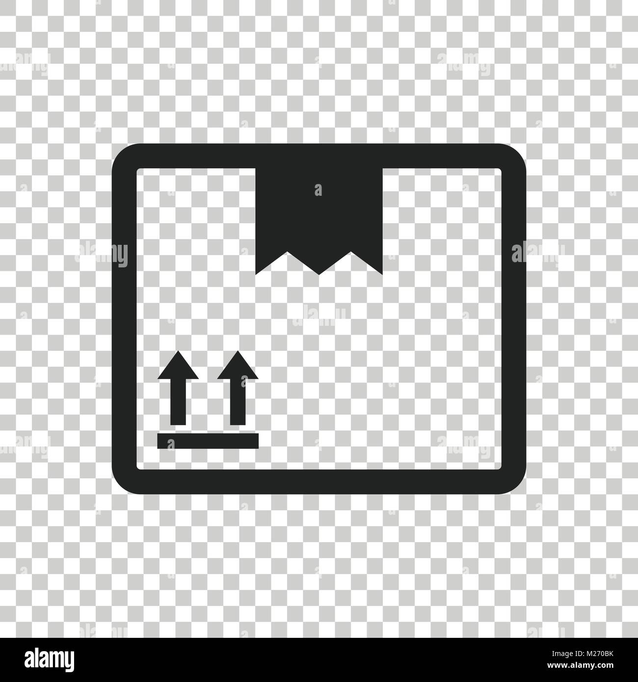 Packaging box icon with arrow symbol. Shipping pack simple vector