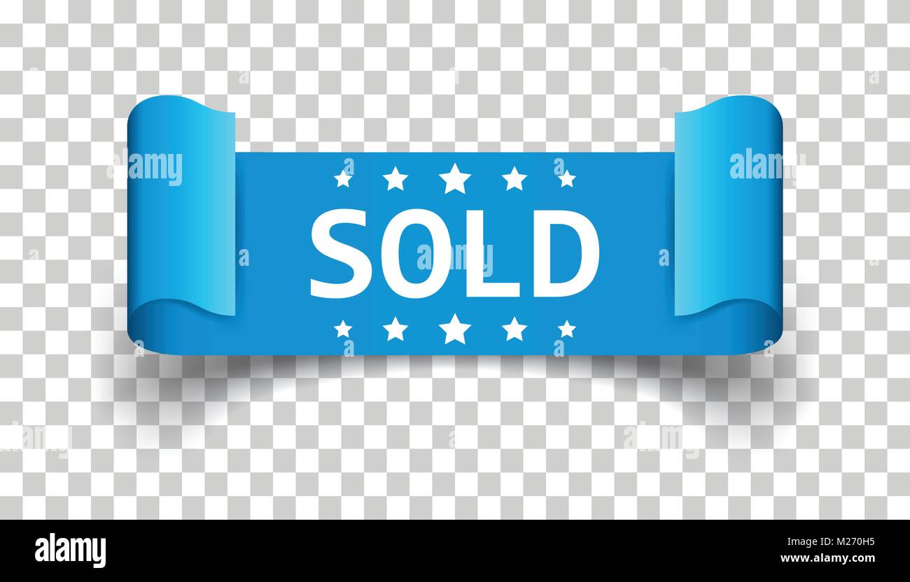 Sold ribbon vector icon. Discount, sale sticker label on isolated ...