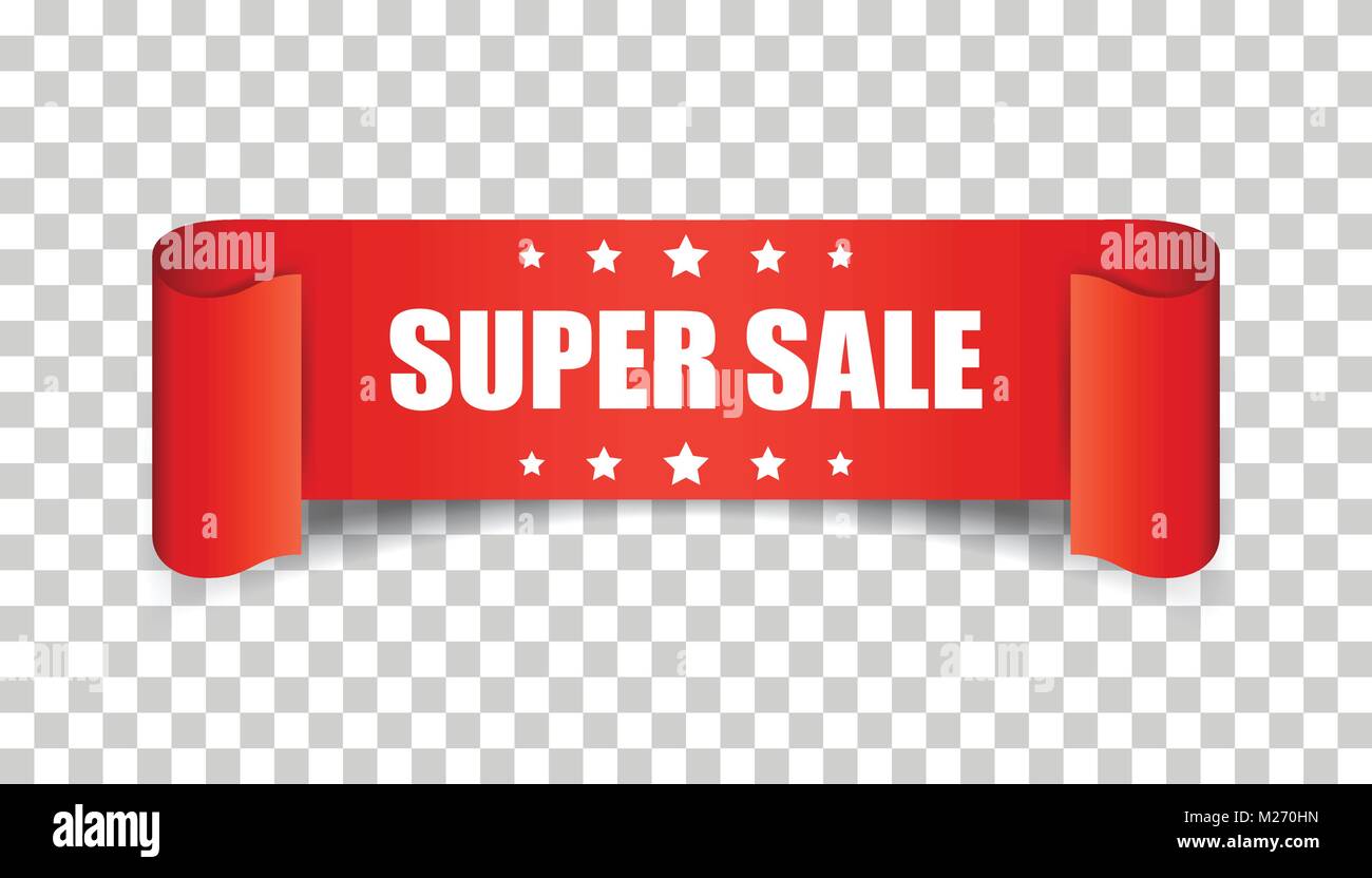 Super sale ribbon vector icon. Discount sticker label on isolated ...
