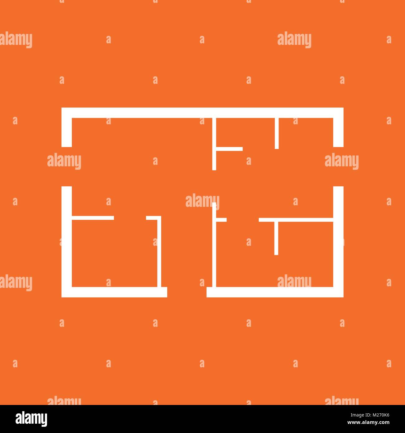 House plan simple flat icon. Vector illustration on orange background ...