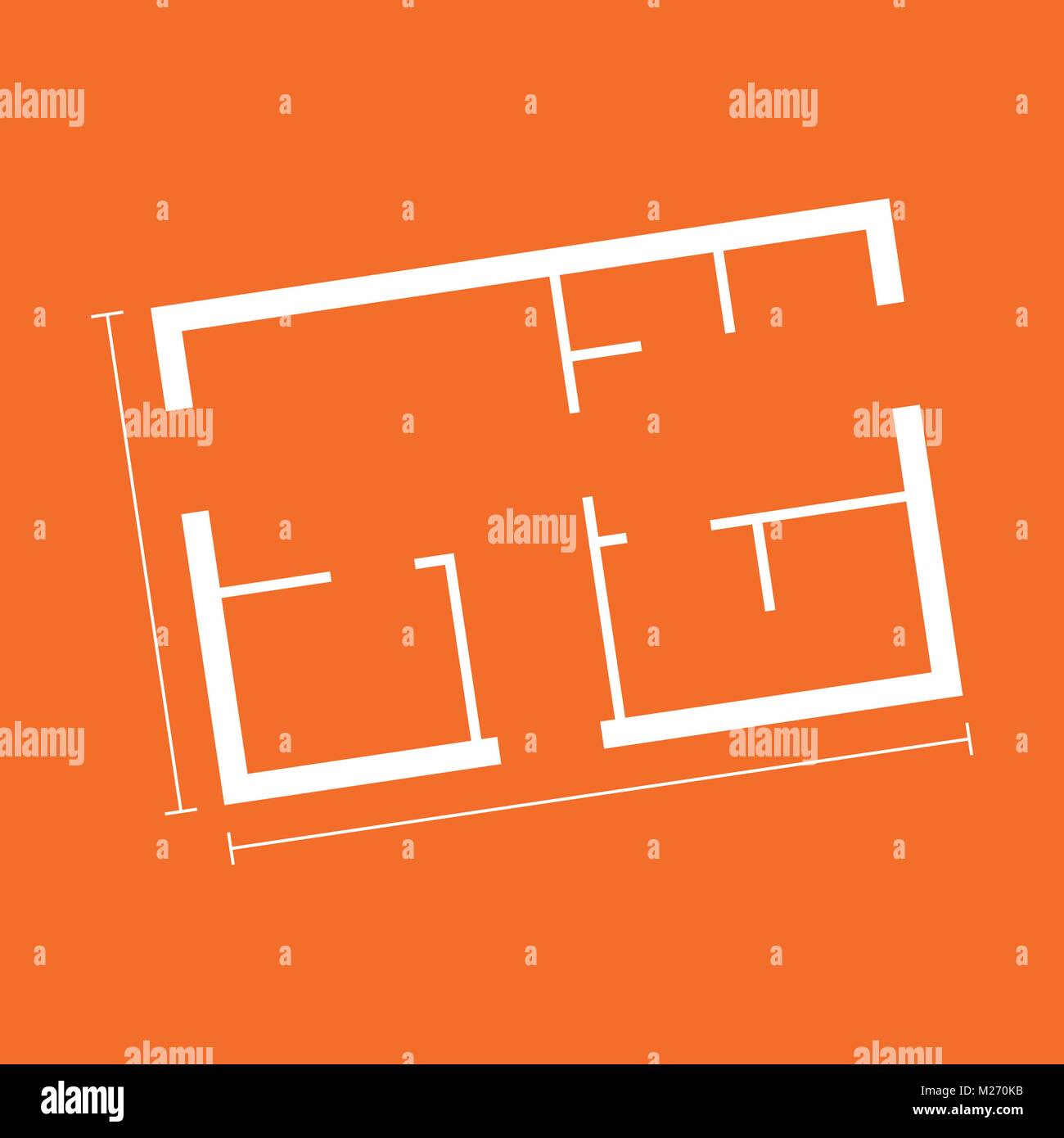 House plan simple flat icon. Vector illustration on orange background ...
