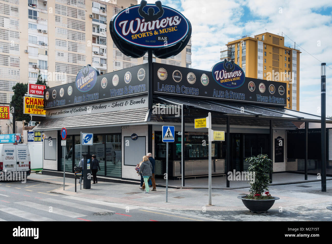 Benidorm New Town, Costa Blanca, Spain. Pedestrianised food street