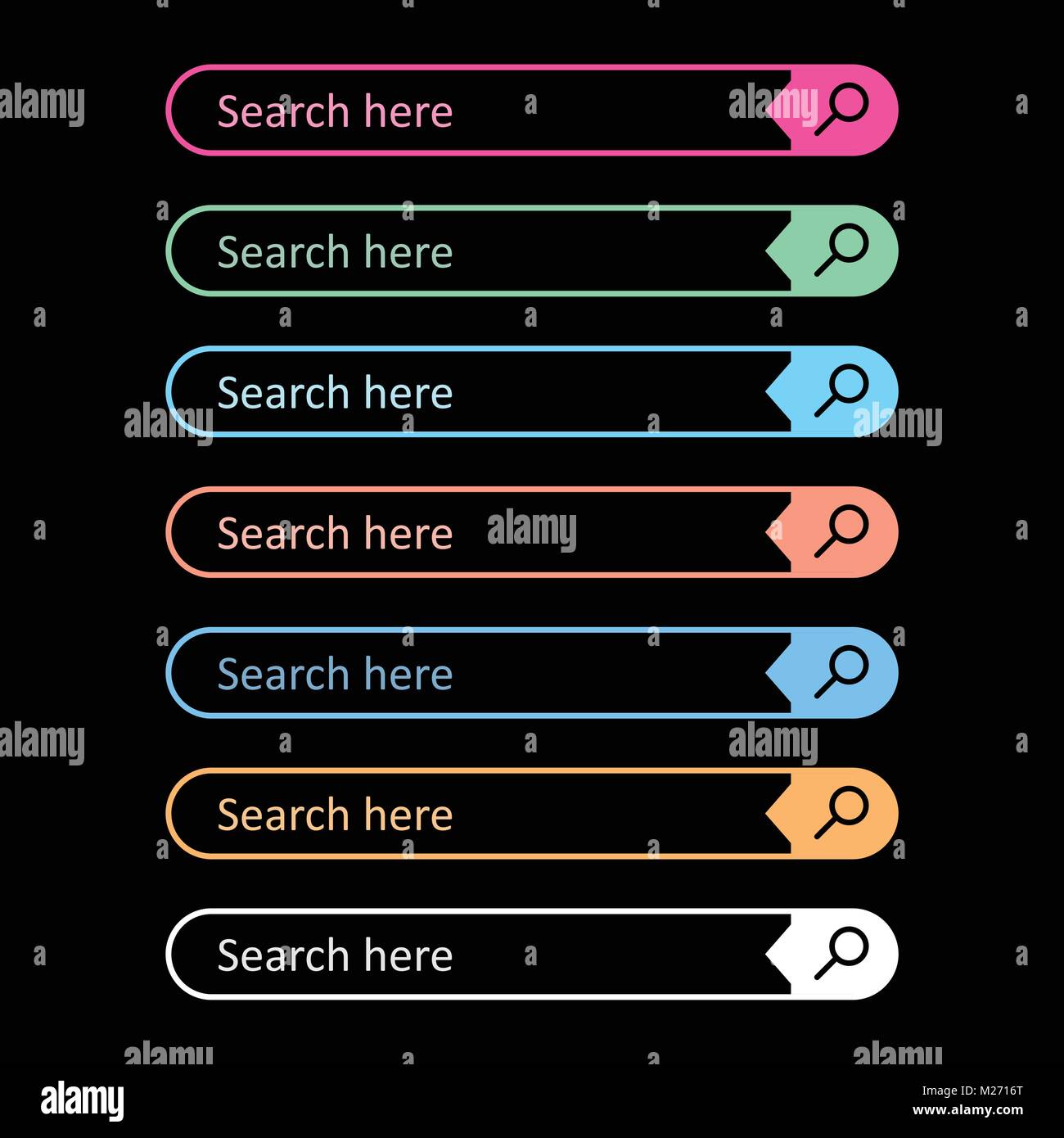 Search bar field. Set vector interface elements with search button ...