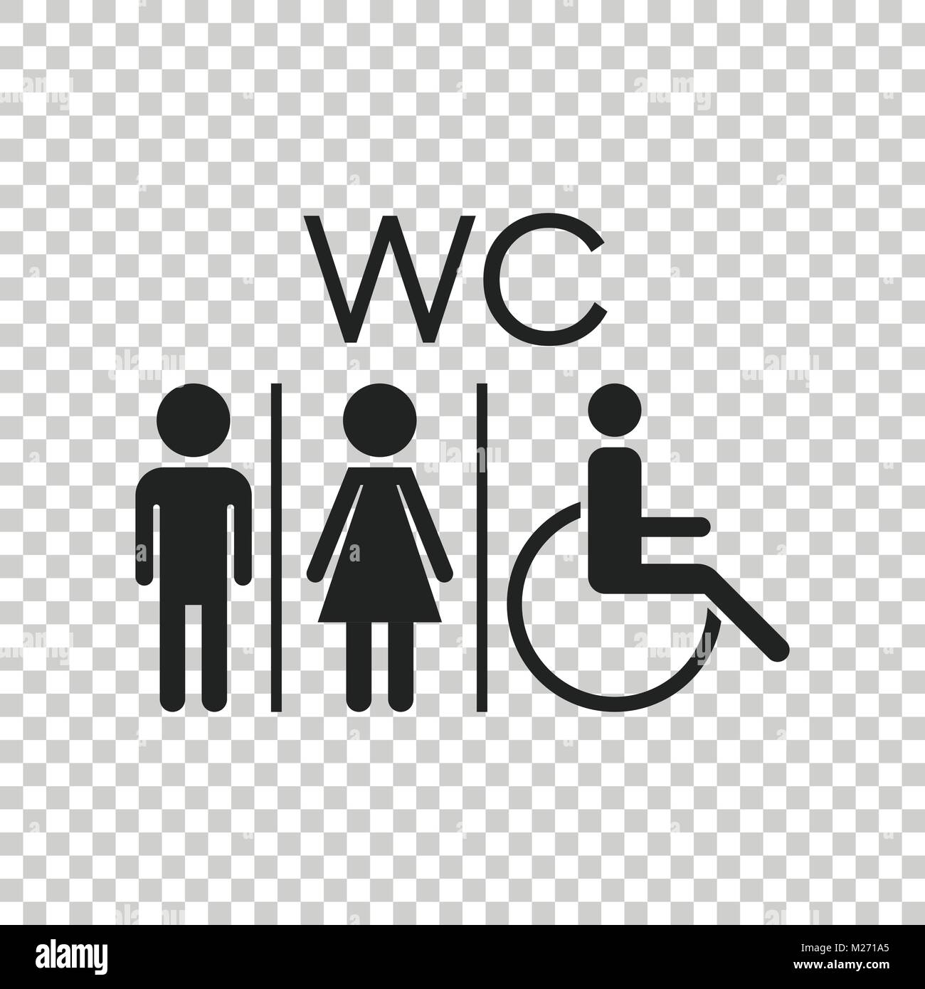 WC, toilet flat vector icon . Men and women sign for restroom on ...