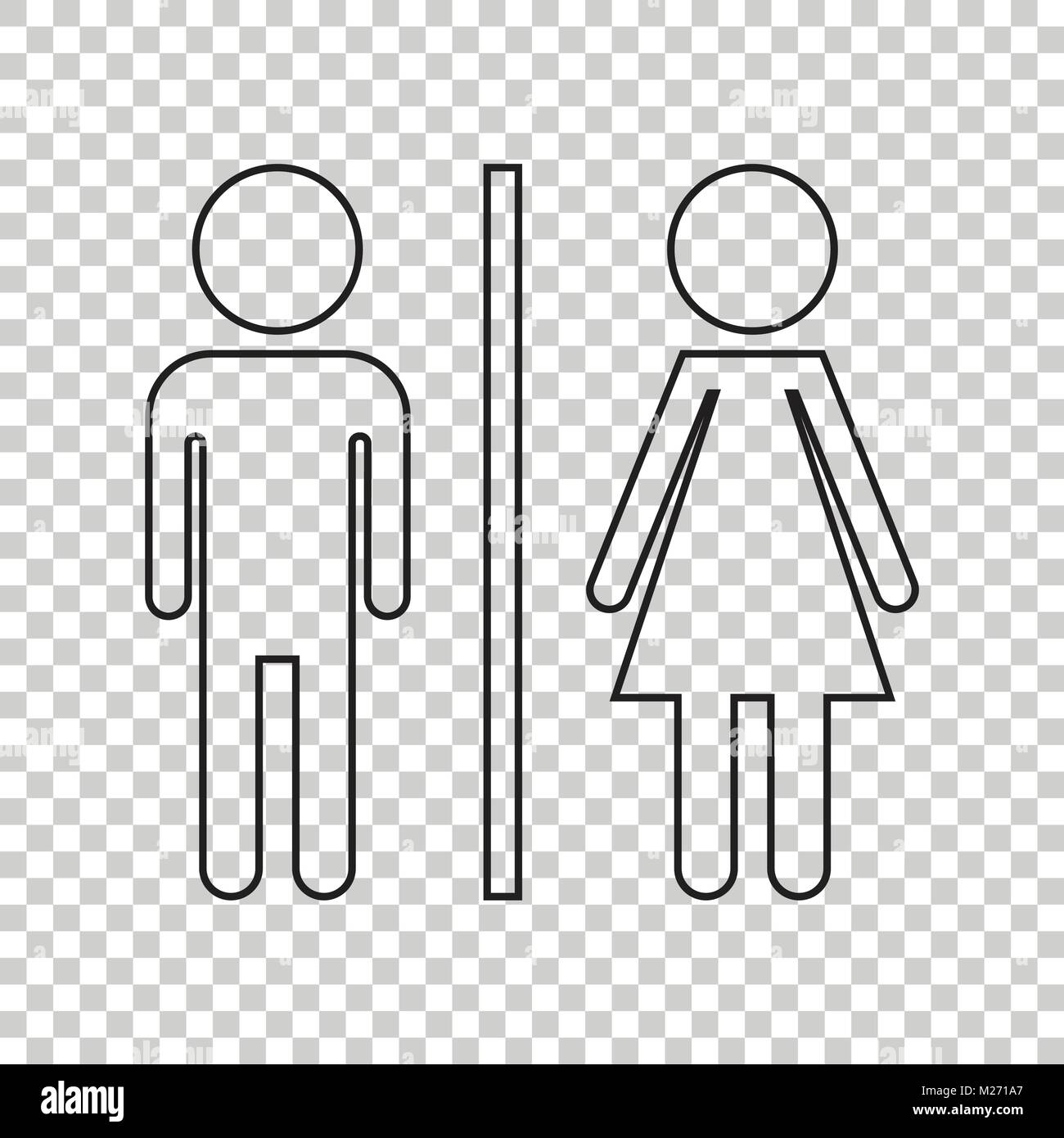 WC, toilet line vector icon . Men and women sign for restroom on isolated  background Stock Vector Image & Art - Alamy