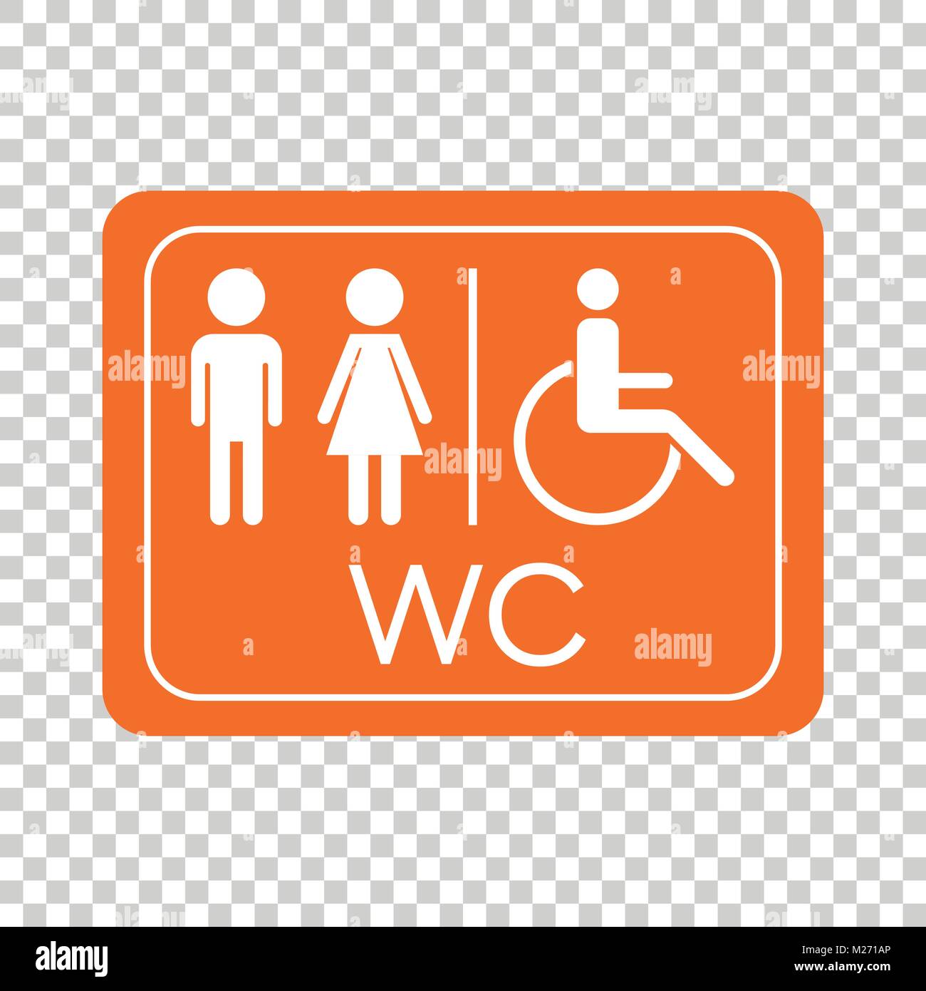 WC, toilet vector icon . Men and women sign for restroom on orange ...