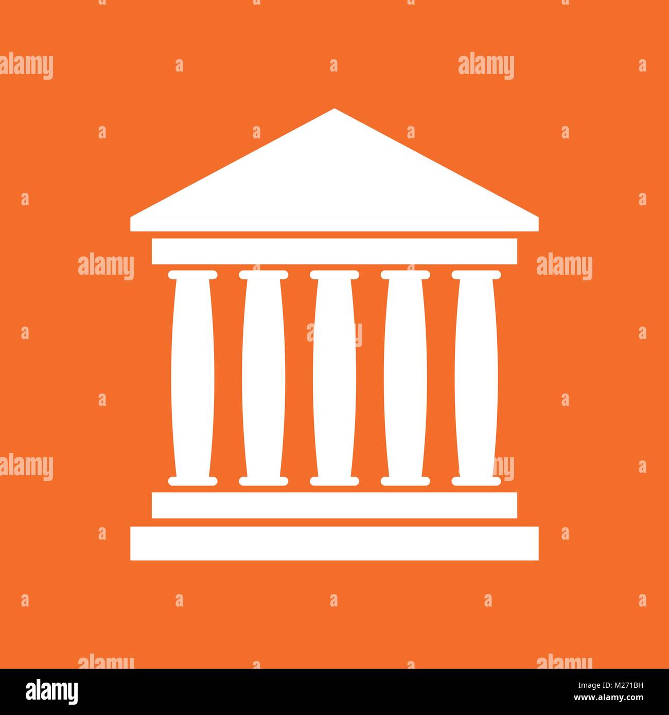Bank building icon in flat style. Museum vector illustration on orange ...