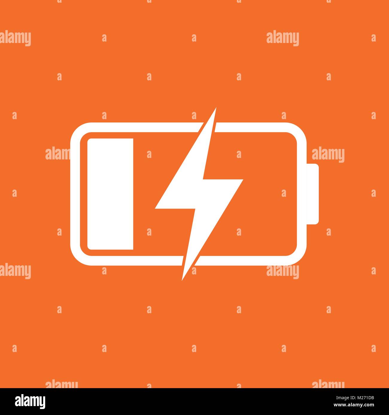 Battery charge level indicator. Vector illustration on orange ...