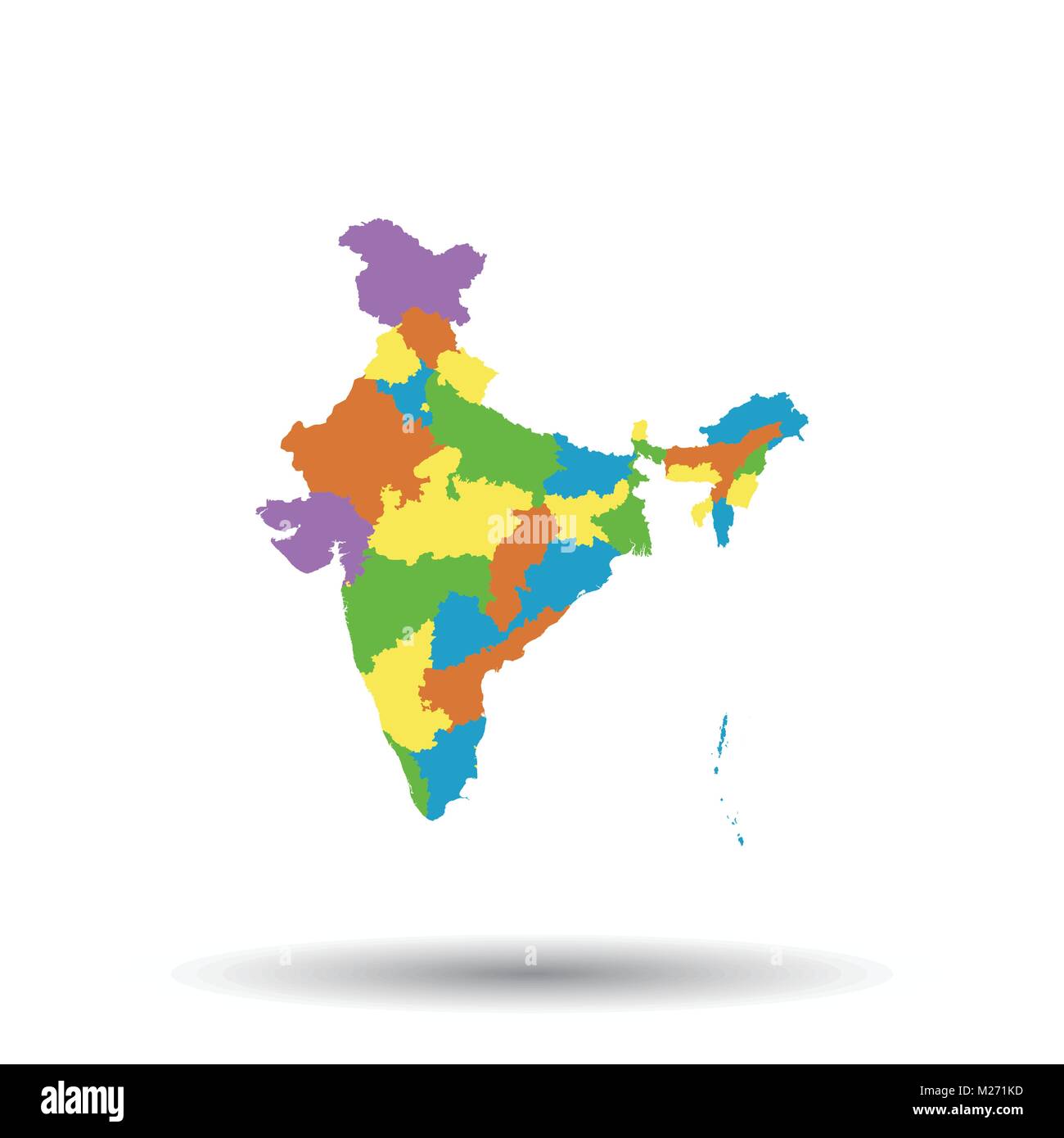 India map icon. Flat vector illustration. India sign symbol with shadow on white background. Stock Vector