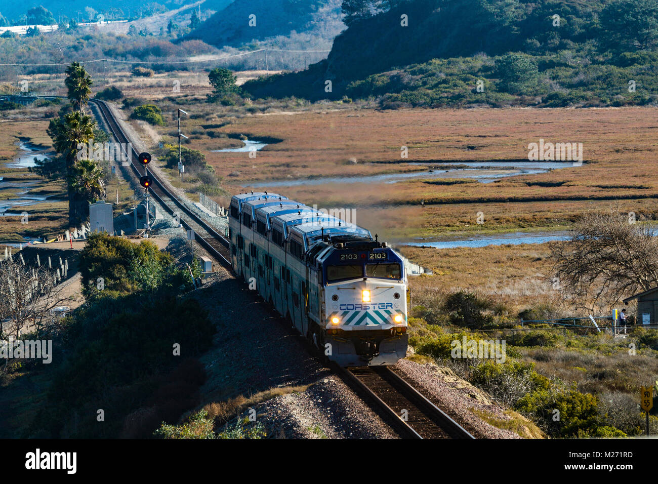 coaster train north county transit division between oceanside and san diego  Stock Photo - Alamy